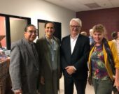 Stephen Augustine, Atika Bayebane, Laurier Turgeon et Arlette Singuin lors du lancement du livre Une histoire de la Nouvelle-France : Français et Amérindiens au XVIe siècle. &mdash; Centre communautaire Étoile de l’Acadie