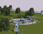 La maquette de ce à quoi ressemblerait le parc vert et commémoratif à Petit-de-Grat. (Tirée de la présentation de M. Samson.)  