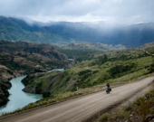 Montée Rio Baker au Chili : Jonathan lors de son tour du monde à vélo de mars 2016 à mars 2020.  