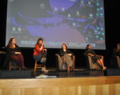 Les panelistes lors de la présentation du film, de gauche à droite : Réanne Cooper, Natalie Robichaud, Amy Paradis, Marie Virginie Nyela et Beni Jean Paul Vaval Mukodo du Congo.
 &mdash; Richard Landry