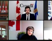 De gauche à droite : Dominic Leblanc, ministre des Affaires intergouvernementales, de l’Infrastructure et des Collectivités accompagné de Diane Lebouthillier, ministre du Revenu national, Sean Fraser, ministre de l’Immigration, Anita Anand, ministre de la Défense, Bill Blair, président du Conseil privé et ministre de la Protection civile, Gudie Hutchings, ministre du Développement économique rural et Sean Casey, député de Charlottetown.  