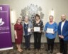 Une photo prise lors de la remise des prix. De gauche à droite : Ashley MacKeigan, agente de développement à la CPCF, les membres du comité du Cape Breton Cancer Patient Care Fund à Chéticamp, Georgina Poirier, Darlene Boudreau et Patricia LeBlanc, fières récipiendaires du Dr. Jack Hazer Caring Spirit Award. — PHOTO(S) - Anonyme