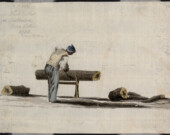 Bucheron noir à Shelburne, en Nouvelle-Écosse, en 1788.  &mdash; PHOTO : Bibliothèque et Archives Canada