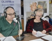 Radio CKJM lors de l’activité Laissons entrer les Mi-Carêmes, le 3 mars, au Centre de généalogie Père-Charles-Aucoin des Trois Pignons.  &mdash; PHOTO : Daniel Aucoin