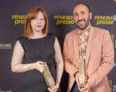 Shannon Nickerson, journaliste et vidéographe et Nicolas Jean, directeur général du Courrier de la Nouvelle-Écosse au Gala des Prix d’Excellence de la presse francophone à Ottawa le 12 septembre 2025. &mdash; PHOTO: Reseau.Presse