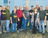 Photo de groupe prise dans les coulisses pendant le concert de bienfaisance des Phantoms. De gauche à droite: Glen Bourgeois, Marcel LeFort, Gervais Cormier, Sylvia LeLièvre, Tommy Poirier, Roger Boudreau, Bruno Bourgeois, David Larade (technicien du son), Clarence LeLièvre, Brian Doyle, Lola LeLièvre, Adrien Aucoin, Stephen LeFort et Martin Aucoin &mdash; PHOTO: Daniel Aucoin