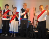 Les personnages du Festival ont été présentés : Évangéline (Laurelle Comau), Gabriel (Sébastien Robichaud), Mme Acadie (Florence Comeau), M. Acadie (Cecil Comeau) et le président d’honneur, Ambroise Comeau. &mdash; PHOTO: Richard Landry