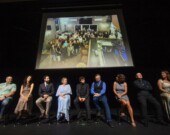 De gauche à droite: Shawn Burque, Anika Lirette, François d’Entremont, Yvette d’Entremont, Léo Leblanc, Claude Gaudet, Jacinta d’Entremont, Philippe Cottreau et Karmanda Murphy, tous membres de l’équipe de tournage du film La voix de la mer. &mdash; PHOTO: Yvette d’Entremont, Facebook