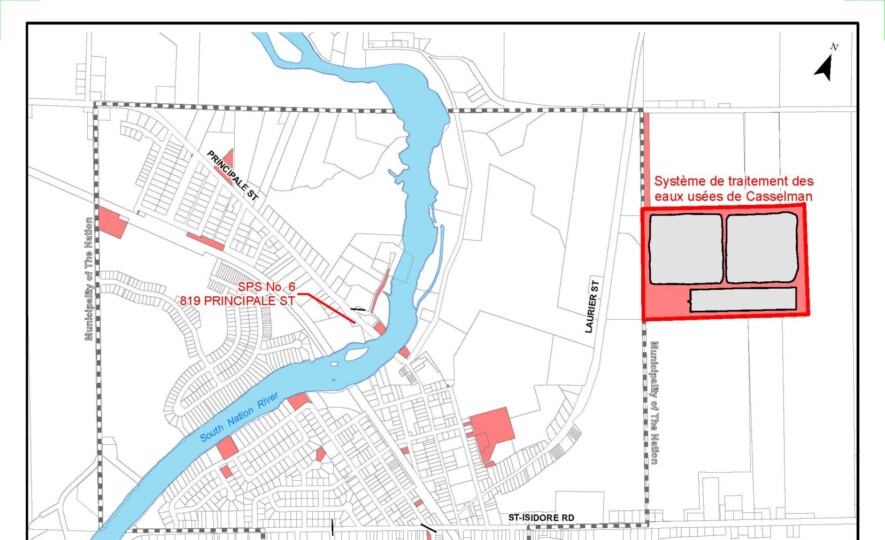 En rouge, l'emplacement des bassins voisins des terres à annexer.  