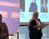 Rachel Décoste (à gauche) est écrivaine, éducatrice et experte en politiques sociales. Nour Enayeh et Soukaina Boutiyeb sont respectivement les présidente et directrice générale de l'AFFC.  Photo : Maryne Dumaine.   