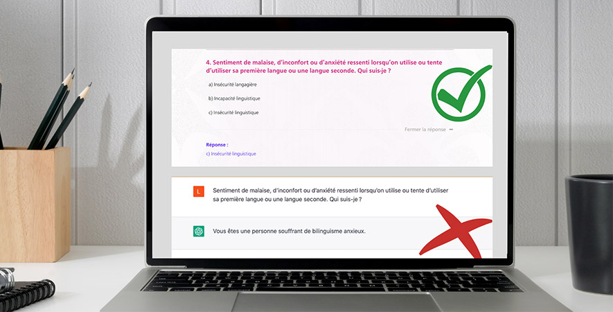 Le robot n’a pas réponse à tout, visiblement. Le module de la Franco-Yukonnie, ci-dessus, donne une définition de l’insécurité linguistique. Or, quand c’est à ChatGPT de donner sa propre réponse, il postule que le sentiment de malaise, d’inconfort ou d’anxiété ressenti lorsqu’on utilise ou tente d’utiliser sa première langue ou une langue seconde est le fait de souffrir de… bilinguisme anxieux. &mdash; Photo : Laurie Trottier
