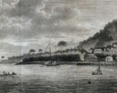 Portrait de 1803 de la ville de Freetown, Sierra Leone, fondée par des réfugiés noirs de Nouvelle-Écosse. &mdash; Photo : Thomas Masterman Winterbottom, 1803, Wikimedia Commons, domaine public