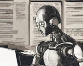 Cette image a été générée automatiquement dans le site Web Canva à partir des mots-clés intelligence artificielle, journalisme et médias. &mdash; Photo :  Image générée automatiquement par Canva