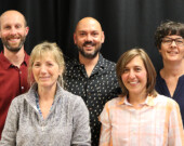 Les membres du CA de l’AFY ont été réélu·e·s. (De gauche à droite : Vincent Bonnay, administrateur, Justin Ziegler, vice-président, Stéphanie Chevalier, administratrice, Marielle Veilleux, administratrice, Stéphanie Nobécourt, trésorière). &mdash; Photo : AFY