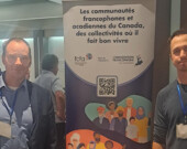 Lors du Forum des intervenants et intervenantes en immigration francophone de la FCFA, l’Association franco-yukonnaise (AFY) était représentée par Yannick Klein (à gauche), directeur général adjoint, et Paul Marquehosse, agent de projets, immigration. &mdash; Photo : Fournie