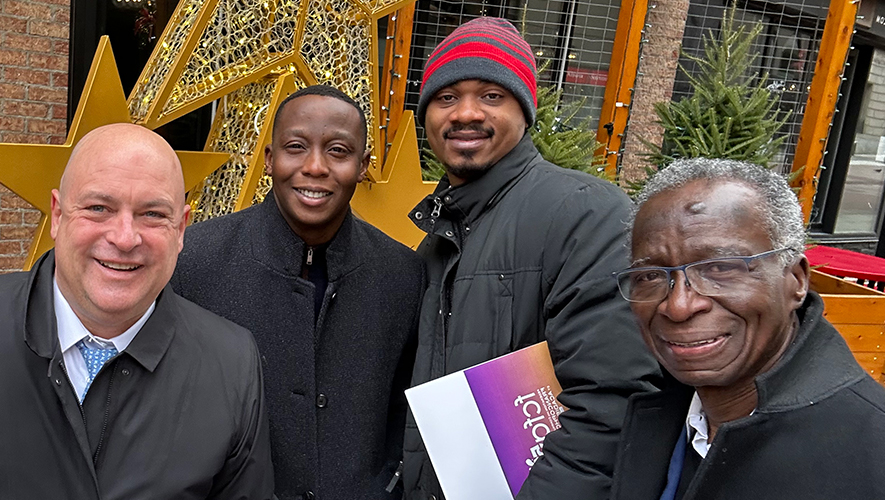 Luc Fournier, Christian Ouaka, Directeur de l’Association francophone du Nunavut, Christian Fure, trésorier de la FCFA et Ibrahima Diallo, Vice-président de la FCFA. &mdash; Photo : Maryne Dumaine