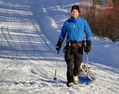 Paul Clément remporte la Yukon Arctic Ultra 645 en 9 jours, 1 heure et 39 minutes. Selon lui, la météo clémente de cette édition lui a été favorable, lui qui vit à Paris en France, et qui s’est entraîné près de Chamonix. &mdash; Photo : Callum Jolliffe