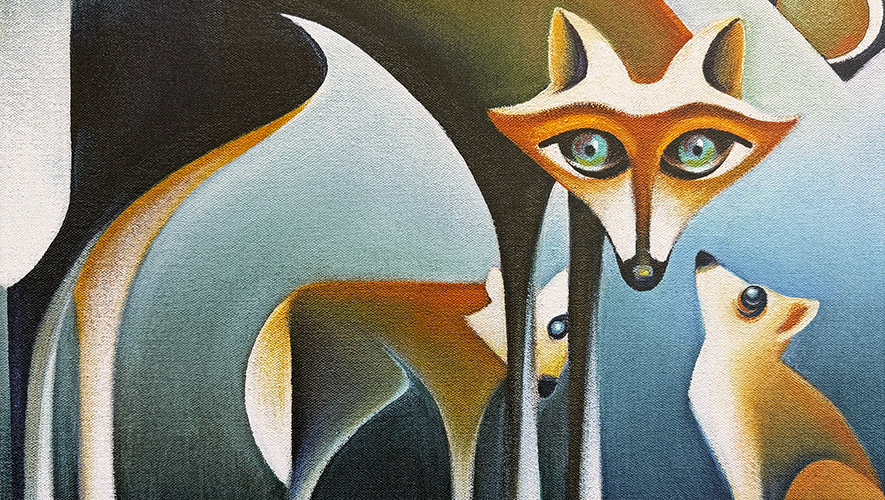 Au cours des dernières années, Nathalie Parenteau a beaucoup exploré le thème des animaux, comme ici, les renards de Whitehorse. &mdash; Photo : Fournie