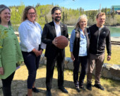 Caroline Anderson, Jen Gehmair, Jason Ribiero, Stacy Lewis et Scott Berdahl lors de la conférence du 2 juin dernier. &mdash; Photo : Angélique Bernard